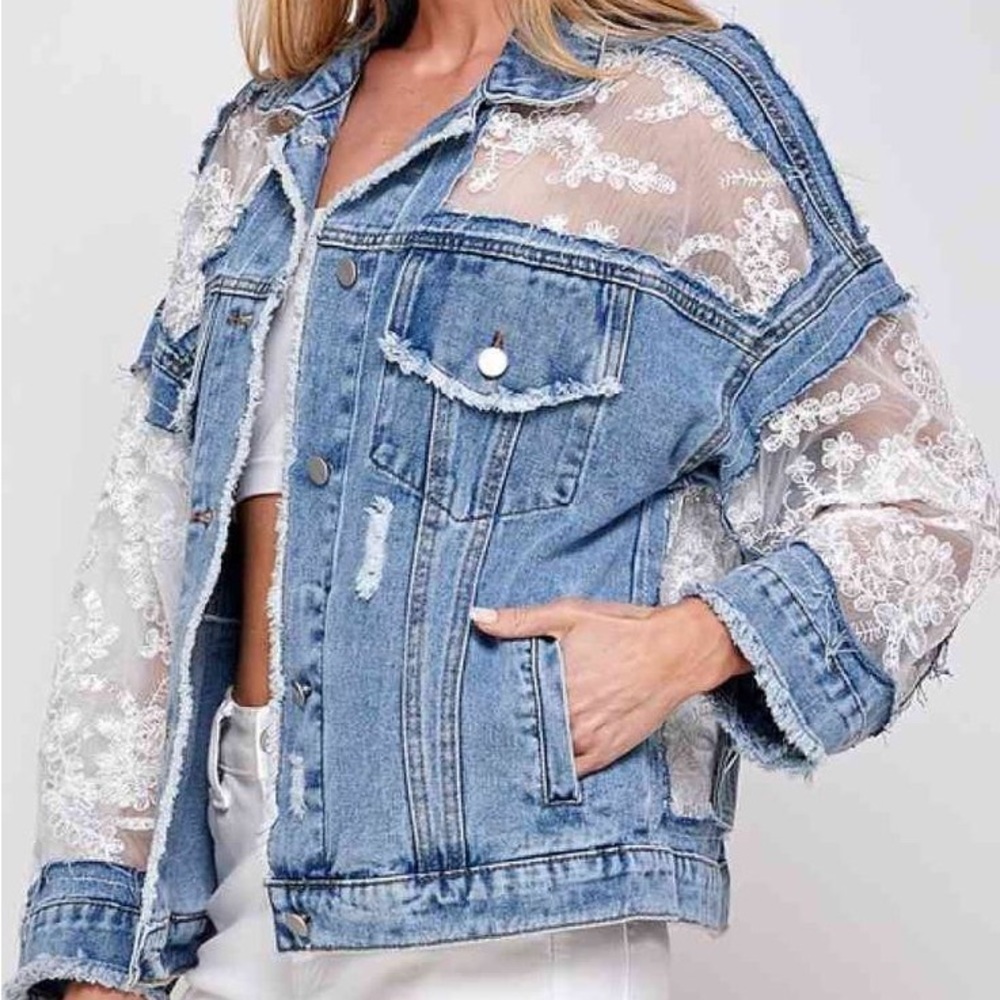 Floral Lace Denim Jacket